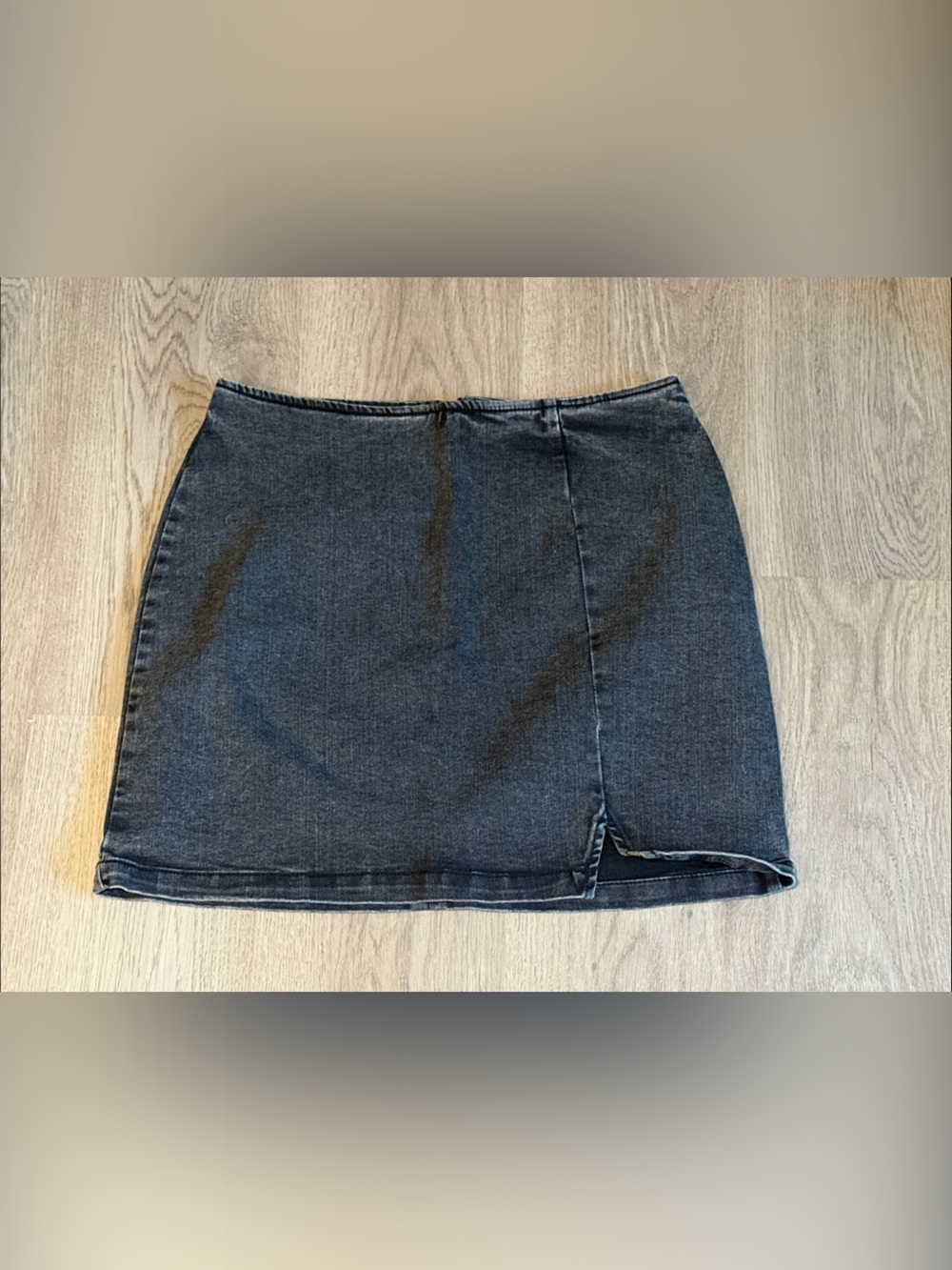wild fable Black Denim Mini Skirt with Front Slit